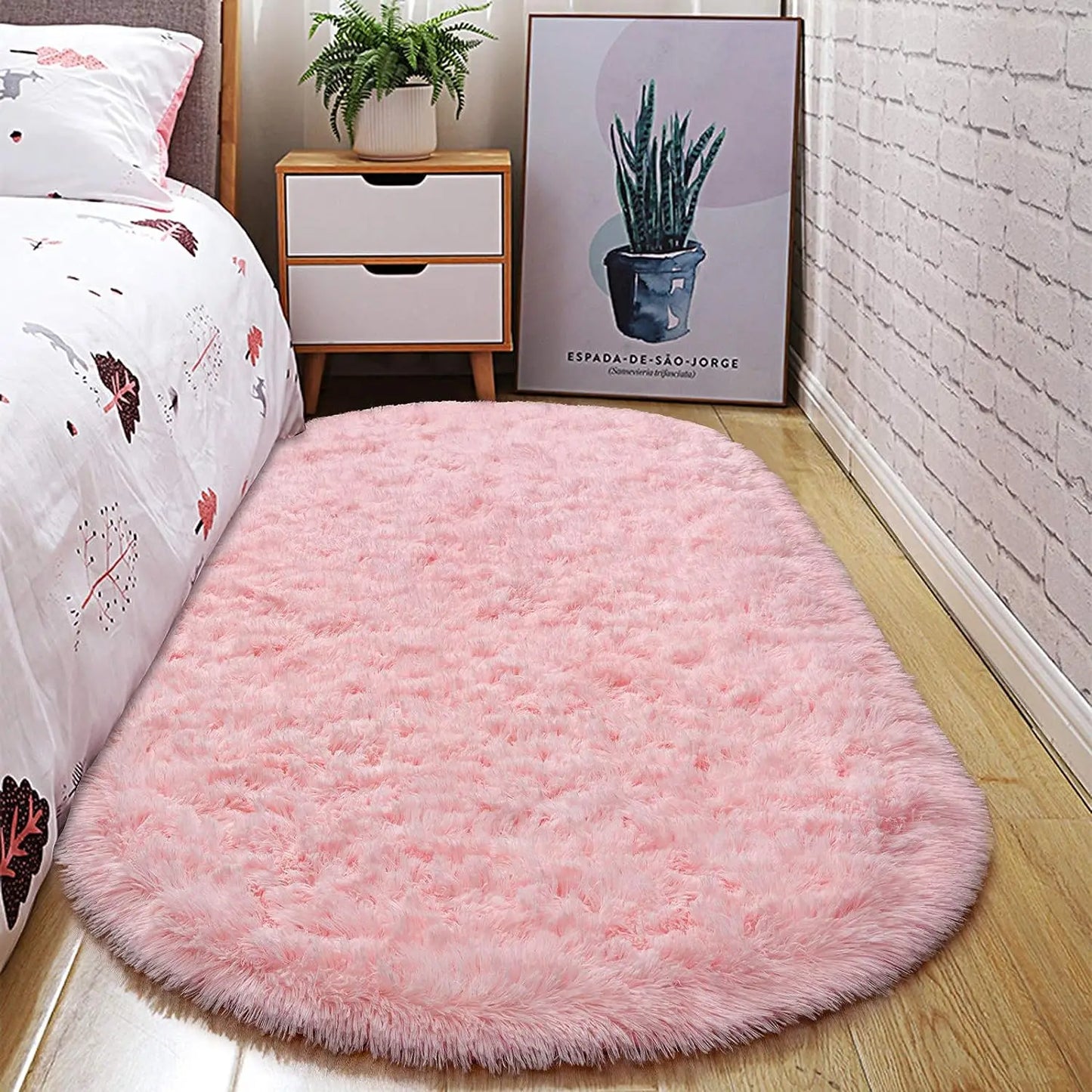 Oval Fluffy Ultra Soft Area Rug Bedroom Kids Room 2.6x5.3ft