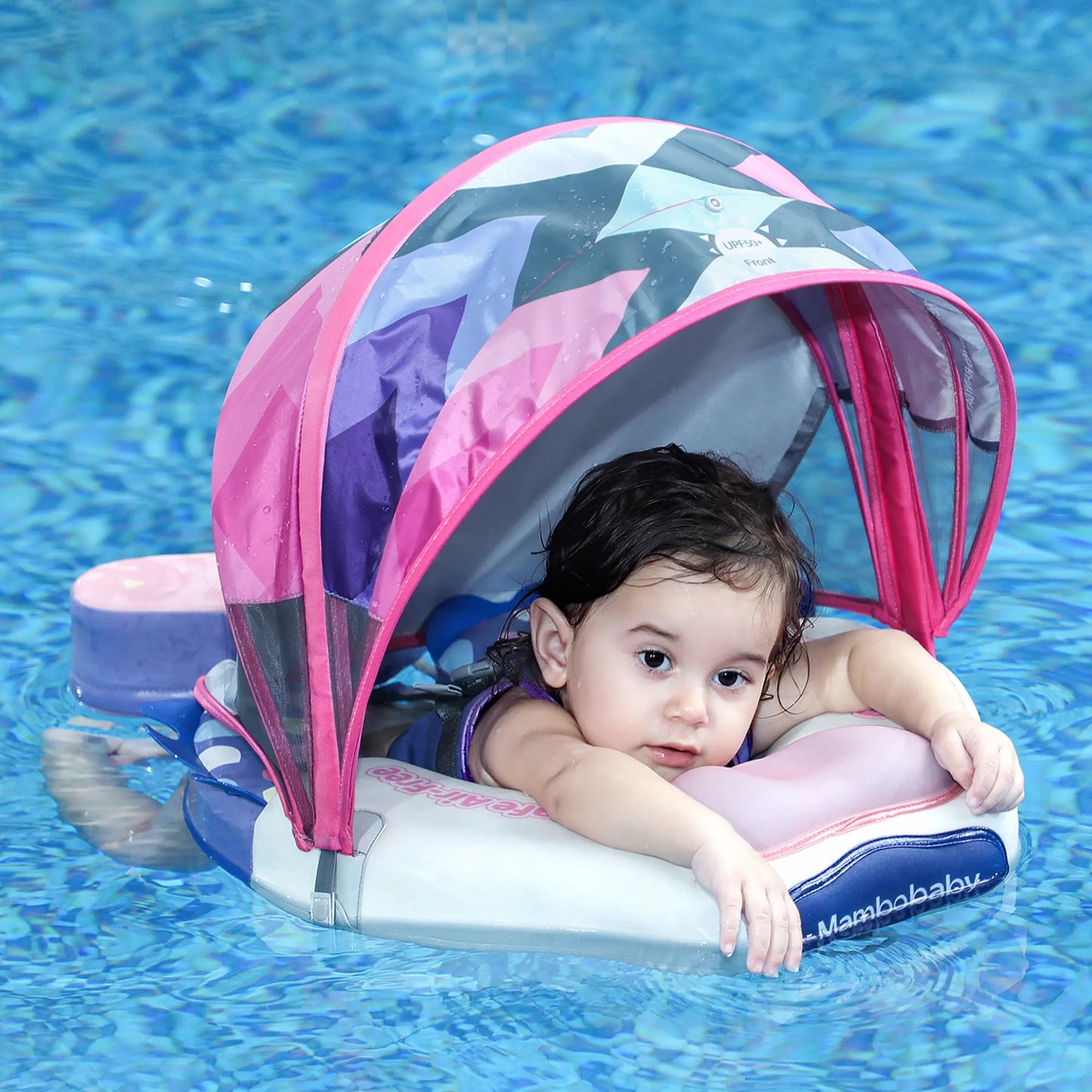 Mambobaby Float Non Inflatable Swimming Floats with Canopy Tail Waist Swim Chest Floater for Kids Aged 3 to 6 Years
