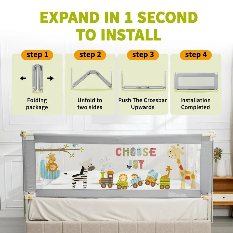 Bed Rails for Queen Bed 3 Pieces Baby Bed Rail Guard for Kids 25 Height Levels Adjustable Bed Fence 3 in 1 Foldable Bed Guardrail