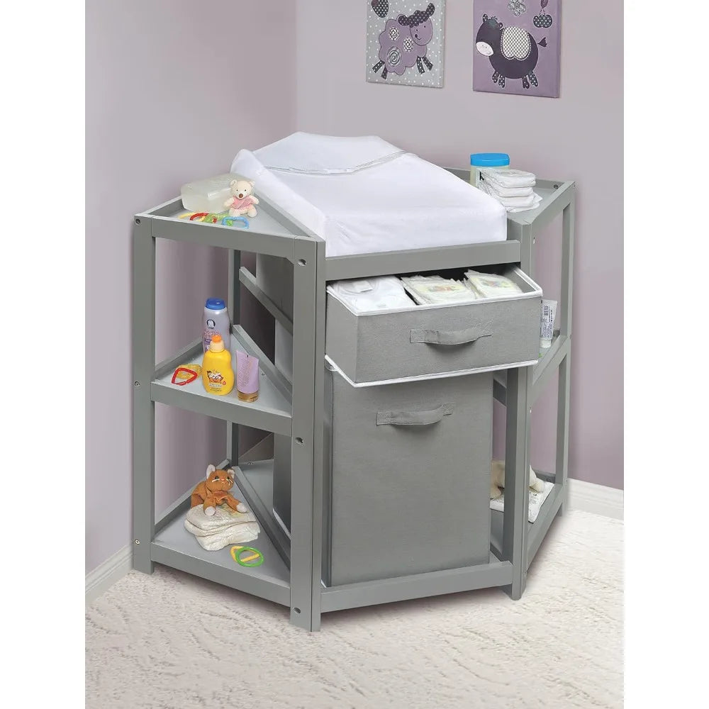 Corner Baby Changing Table Space Saving Diaper Station Pad