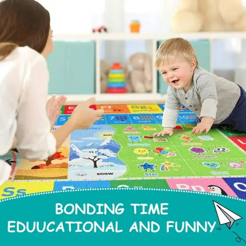 Lochas Kids Play Rug Educational Fun Carpet Gaming Area Rugs for Kids Room Bedroom Playroom Blue Colorful