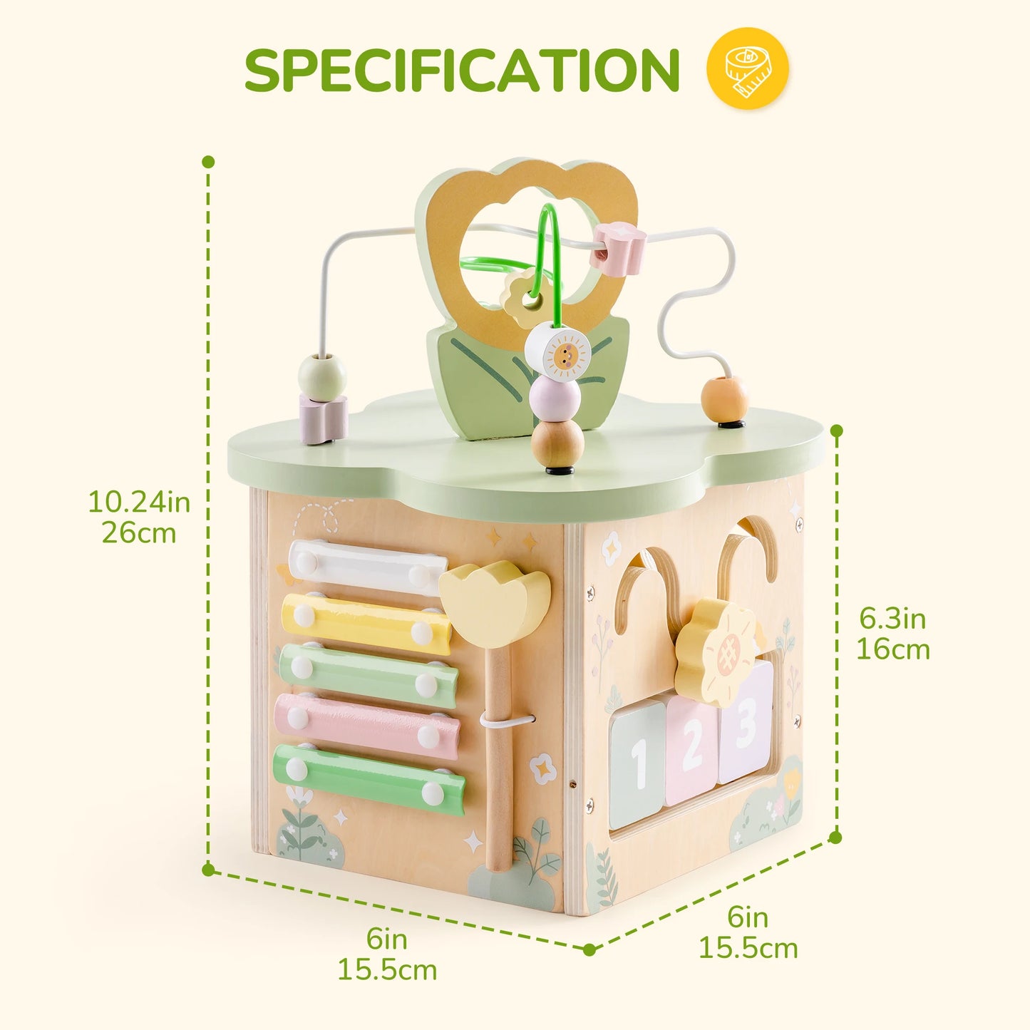 Robotime Wooden Montessori Activity Cube 9 Games in 1 Educational Toy for Toddlers