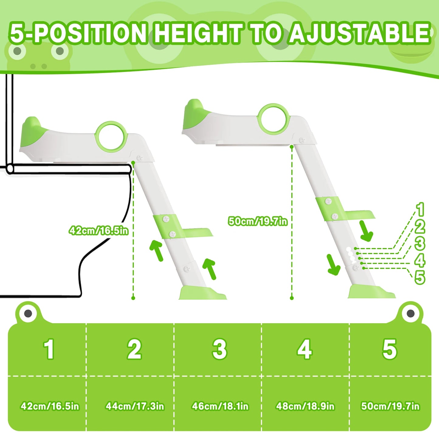 Children's Toilet Seat Step Stool with Folding Stand for Boys and Girls Anti-Slip Potty Training Ring