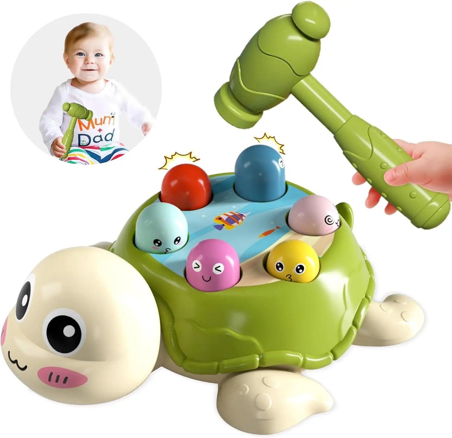 2pc/1pc interactive turtle hammer toys, educational colorful shape sorting game, durable other material construction, suitable f