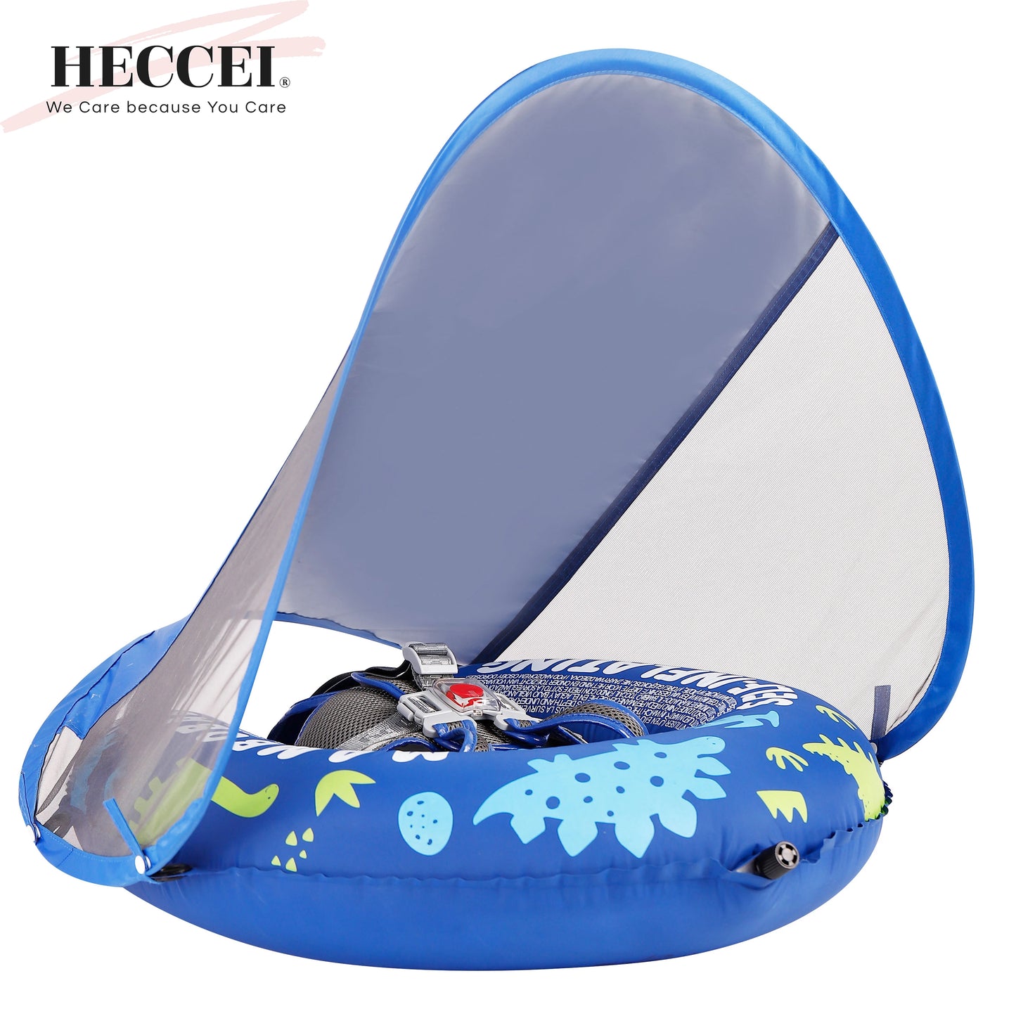 Heccrei Mambobaby Self Inflating Baby Swim Float with Canopy Compressible Folding Pool Float Waterproof Swim Trainer