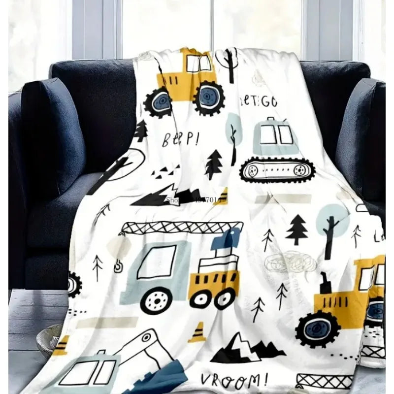 Cartoon Excavator Blanket For All Seasons Travel Essential