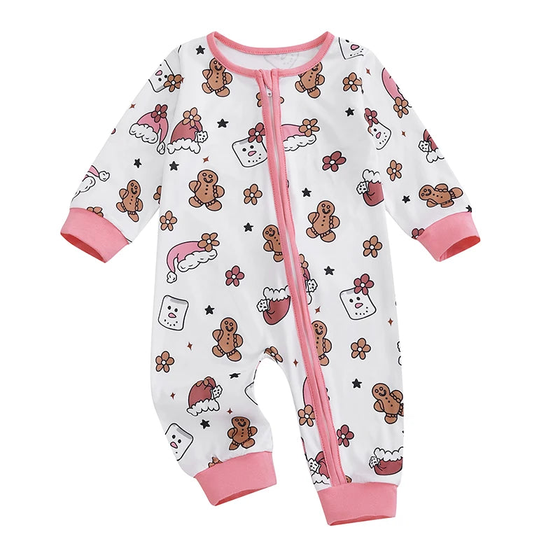 Santa Claus Print Long Sleeve Baby Romper Christmas Outfit