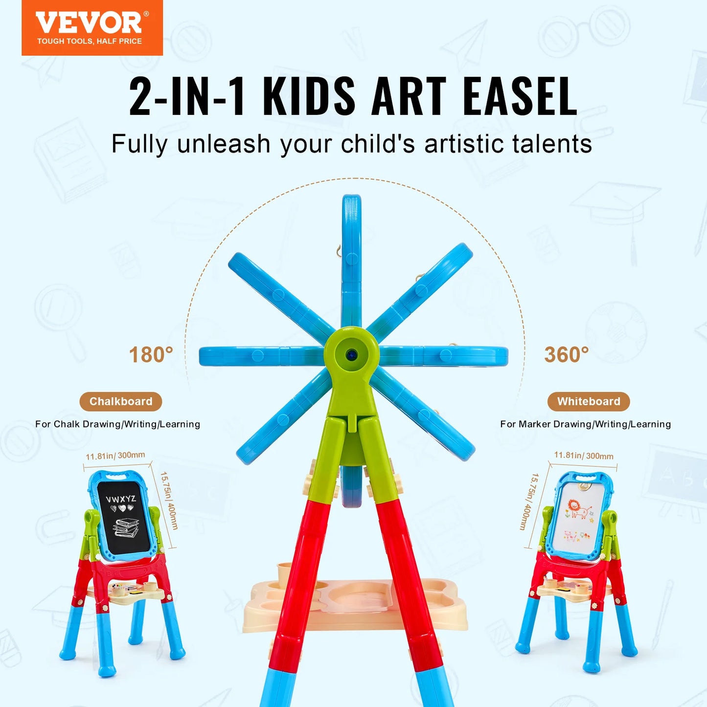 SucceBuy Children Magnetic Drawing Board Painting Art Easel with Chalkboard and Wordpad Color Graffiti Drawing Toys Gift for Kids