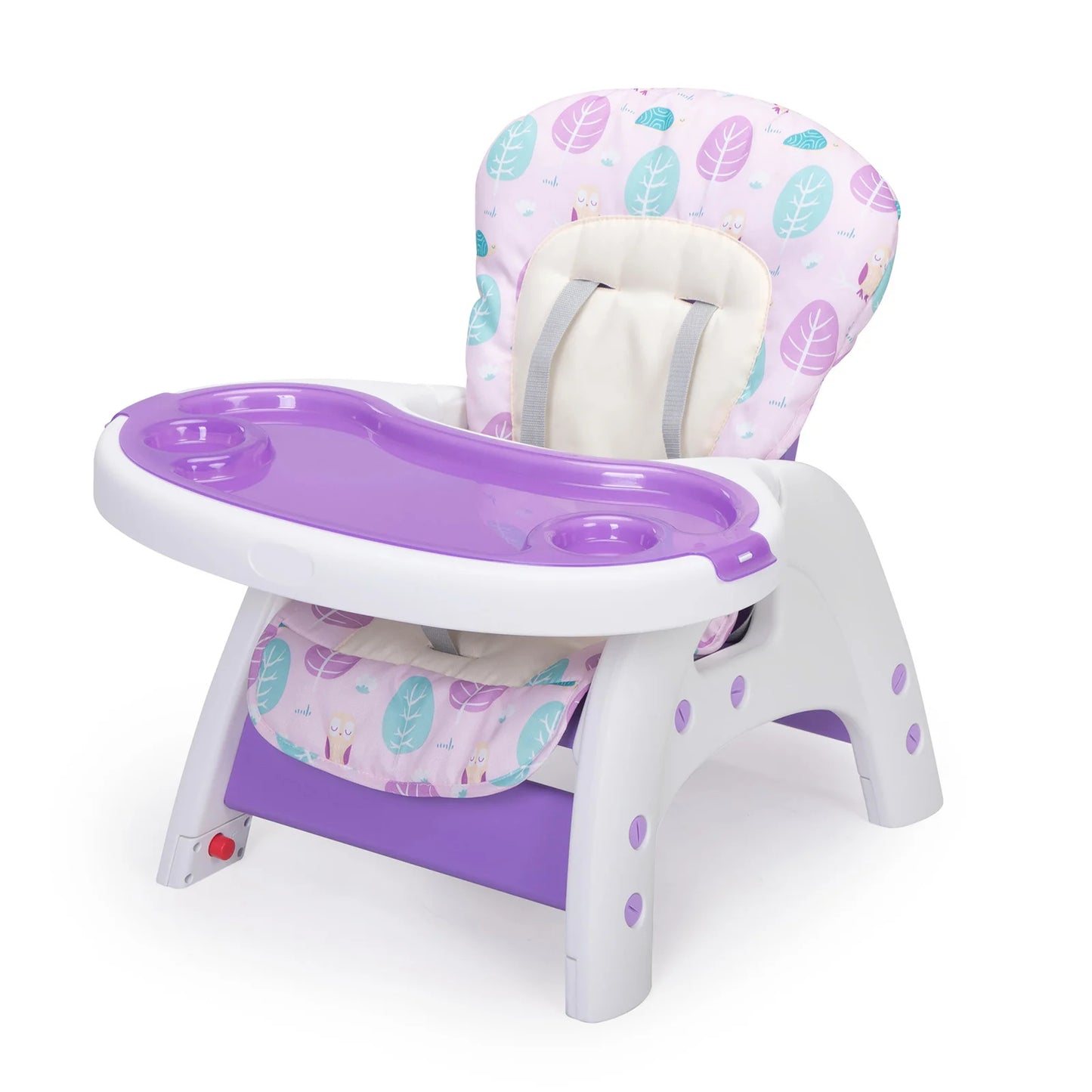 Convertible High Chair for Babies Booster Seat with Safety Belt Feeding Tray Toddler Chair and Table Set Purple and White