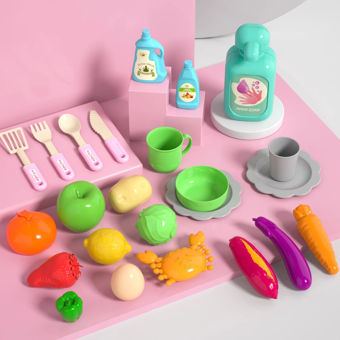 Play Kitchen Sink Toy with Running Water and Dishwasher Feature