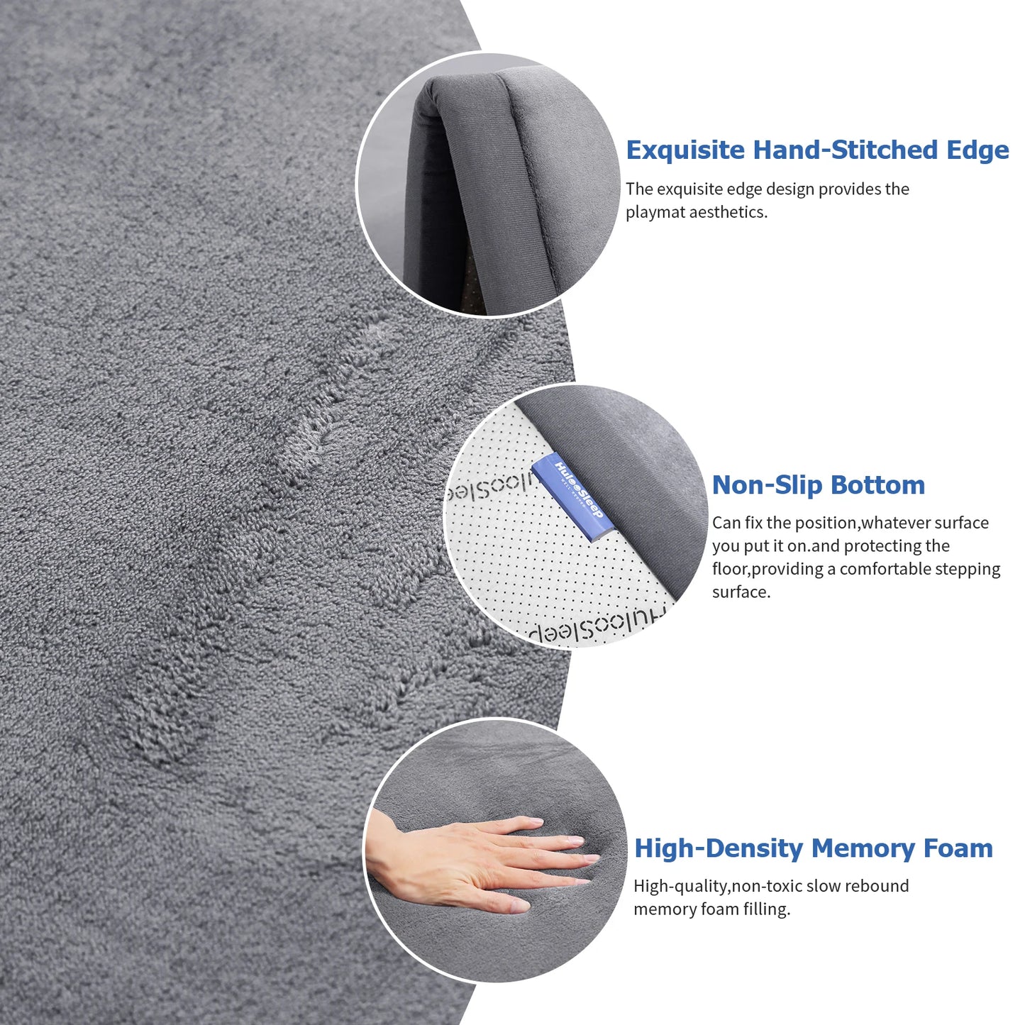 3cm Thick Memory Foam Playpen Carpet With Non Slip Bottom