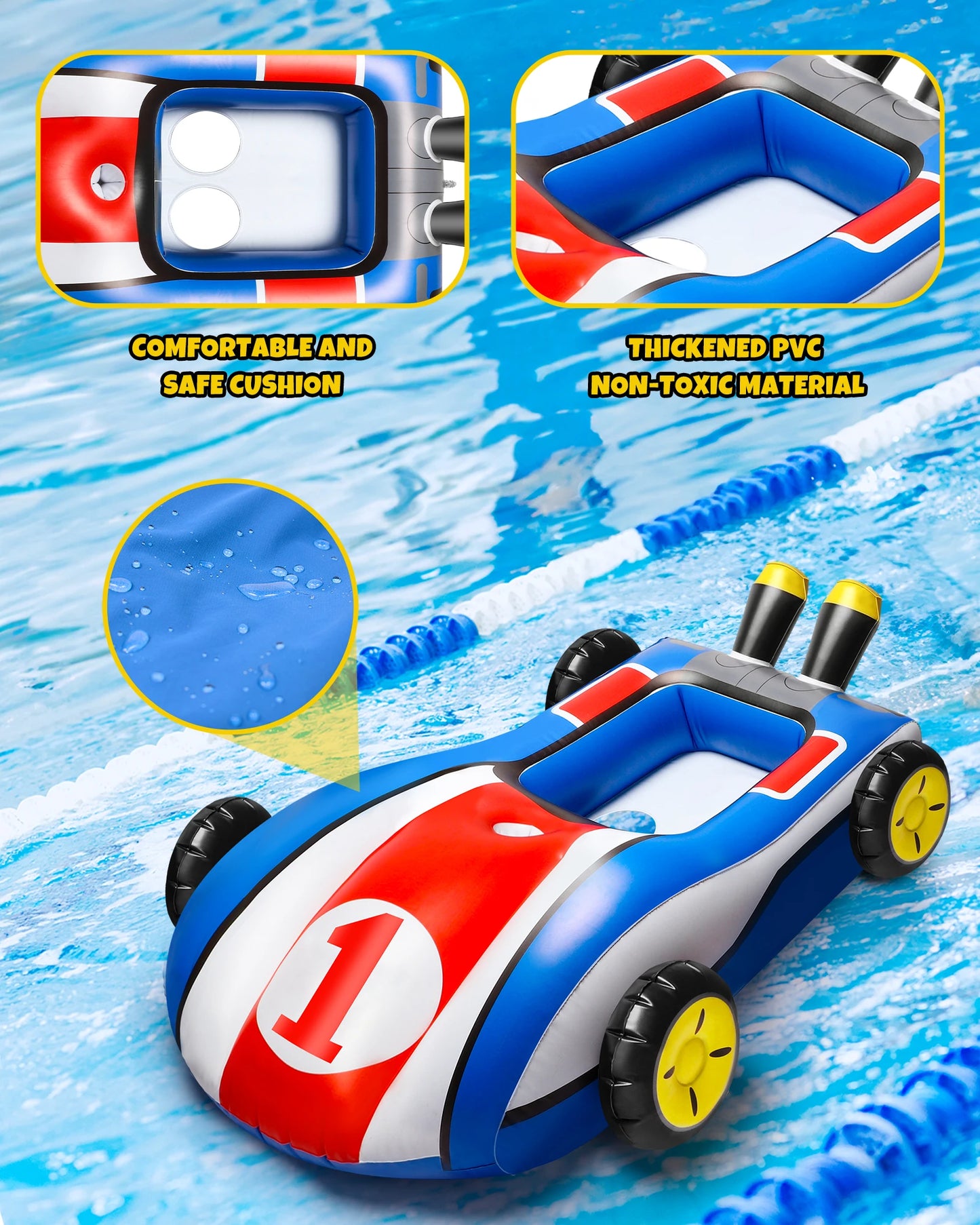Inflatable Pool Float with Water Gun Ride-On Swimming Toy for Kids Ages 4 to 9 Summer Outdoor Water Pool Games