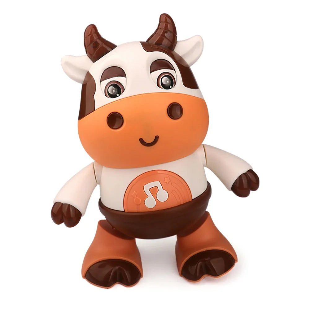 Electric Early Education Movable Toy with Music and Light Glowing Cattle Doll Interactive Cow Toy for Children Birthday Gift