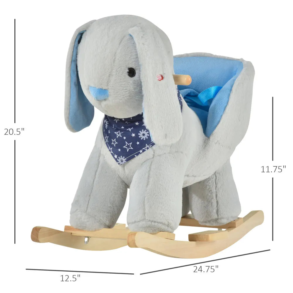 Kids Ride On Rocking Horse Toy Bunny Rocker with Fun Play Music and Soft Plush Fabric for Children 18 to 36 Months