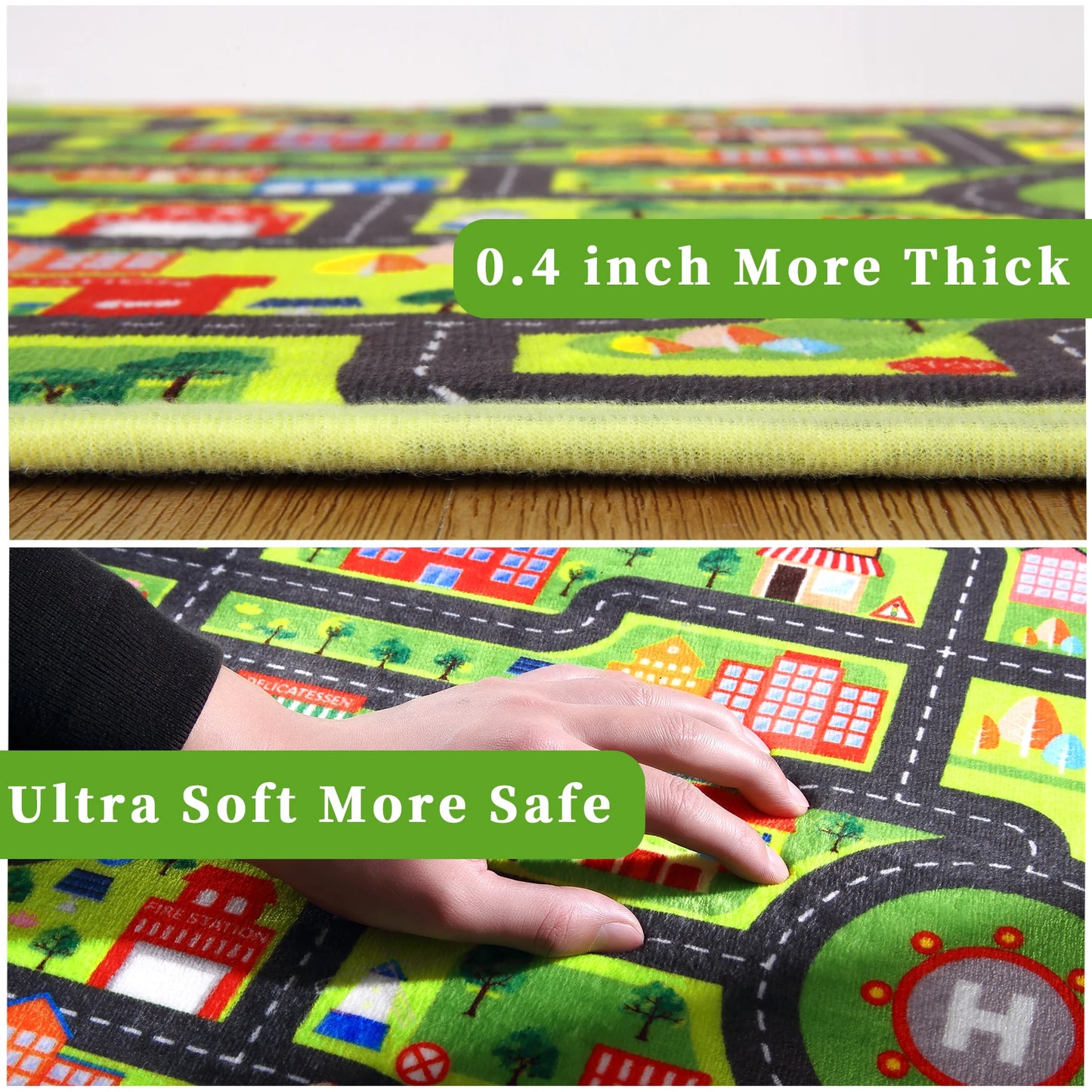 Round 4Ft Kids Rug Playroom Car Mat City Road Map For Cars
