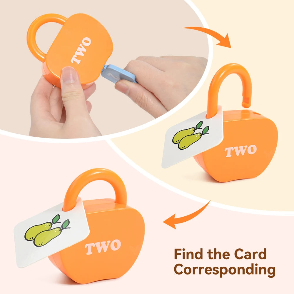 10 Apple Locks Keys Cards Matching Toys Learning Math Gift