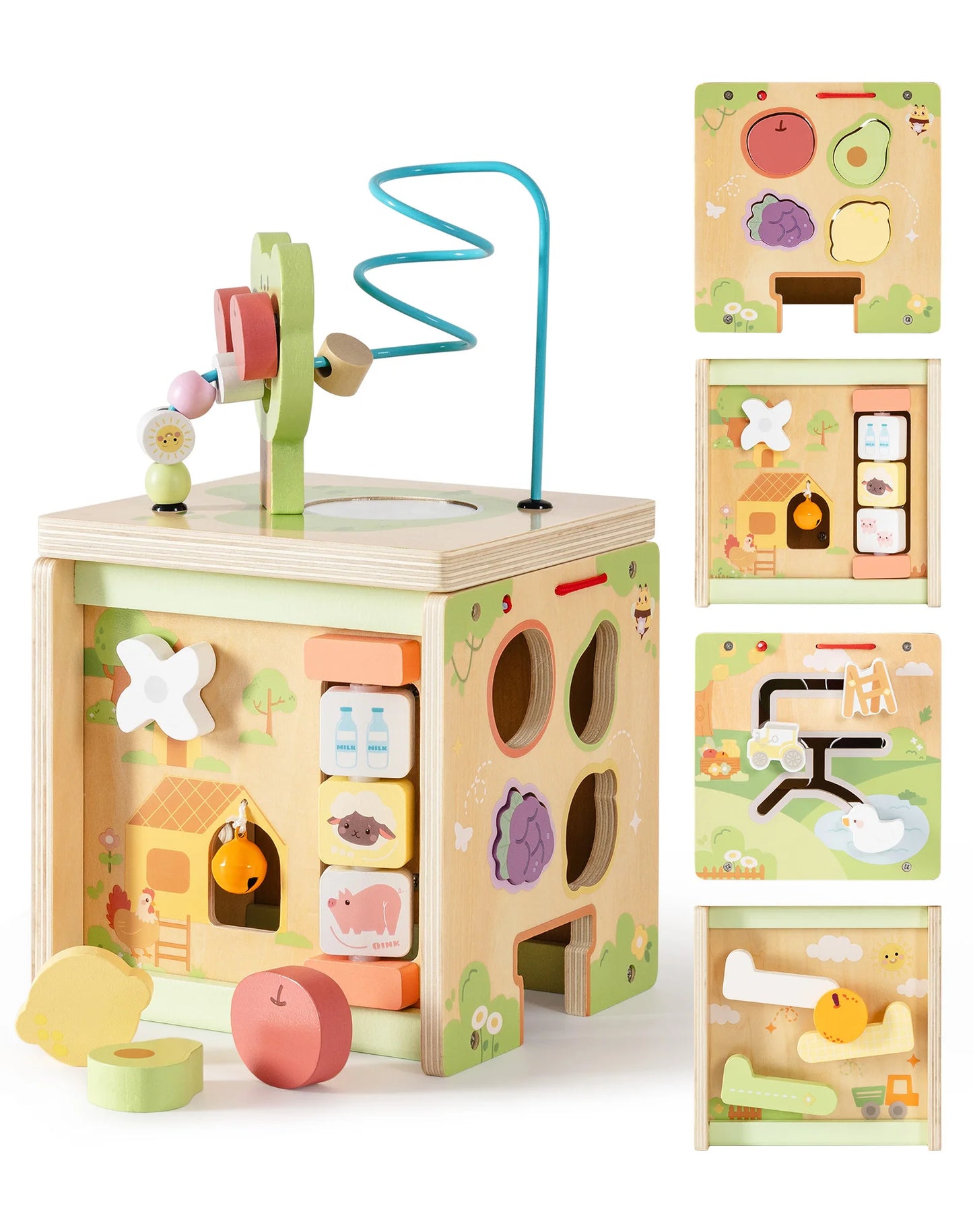 Robotime Wooden Montessori Activity Cube 9 Games in 1 Educational Toy for Toddlers