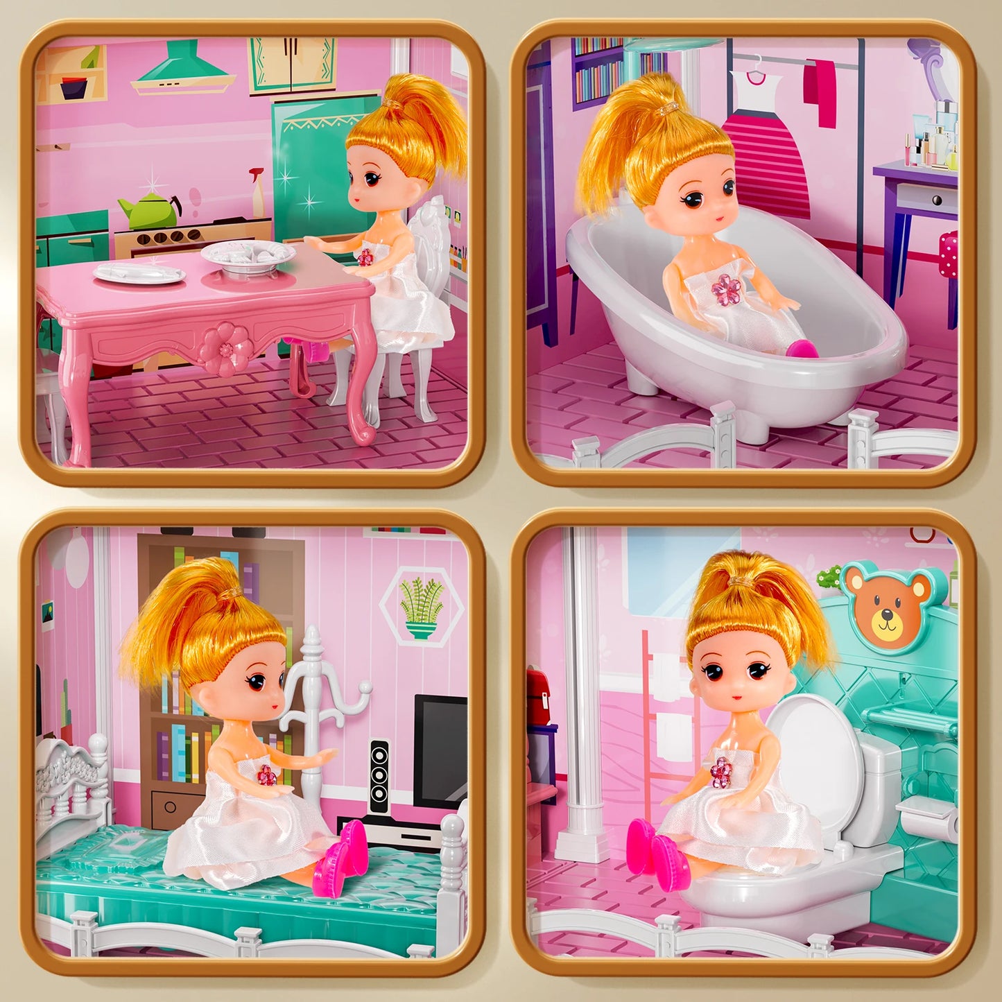 Pretend Play Villa Doll House for Kids Ages 3 to 8 with 12 Rooms 2 Dolls and Accessories Ideal Birthday Gift for Girls