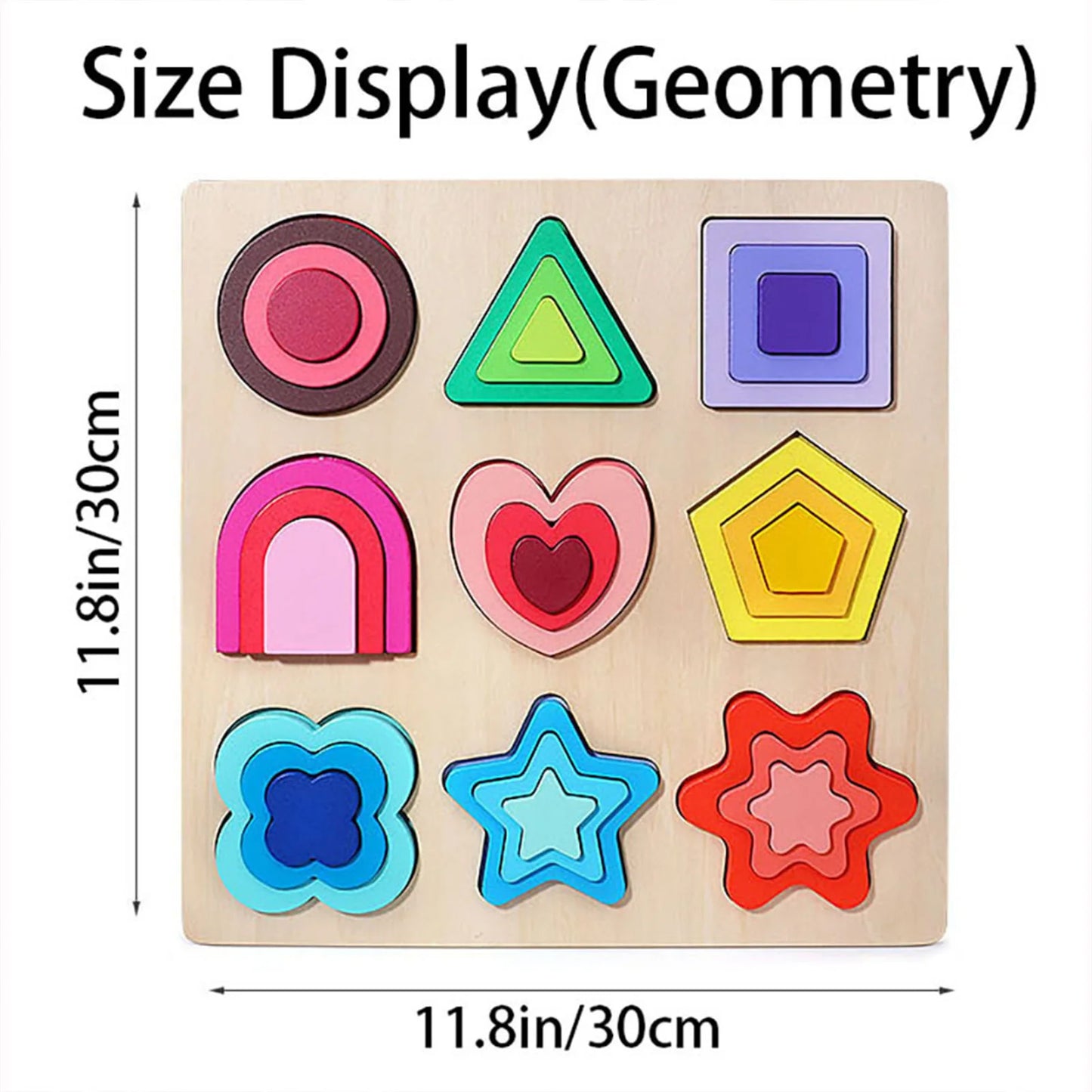 3D Wooden Puzzles Montessori Toys for Kids Geometry Shapes
