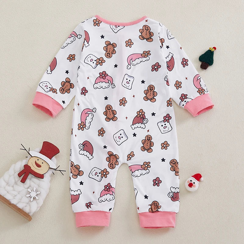 Santa Claus Print Long Sleeve Baby Romper Christmas Outfit