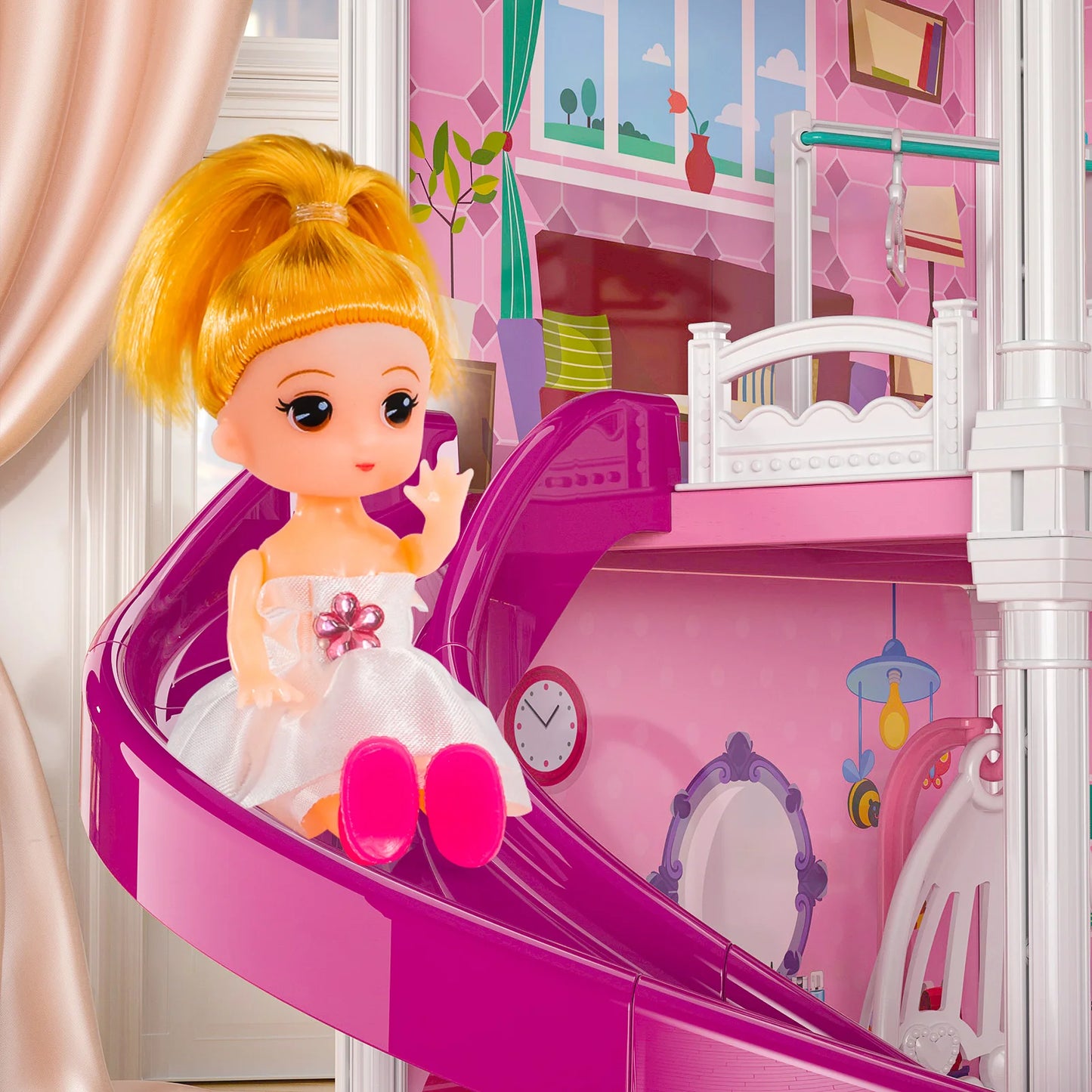 Pretend Play Villa Doll House for Kids Ages 3 to 8 with 12 Rooms 2 Dolls and Accessories Ideal Birthday Gift for Girls