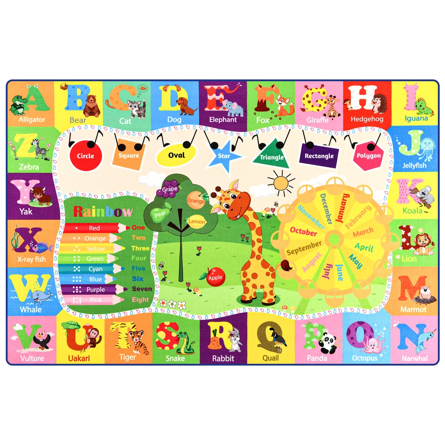 Large Children's Play Mat Giraffe Animal Carpet for Boys Kindergarten Bedroom Decorative Letters Carpet