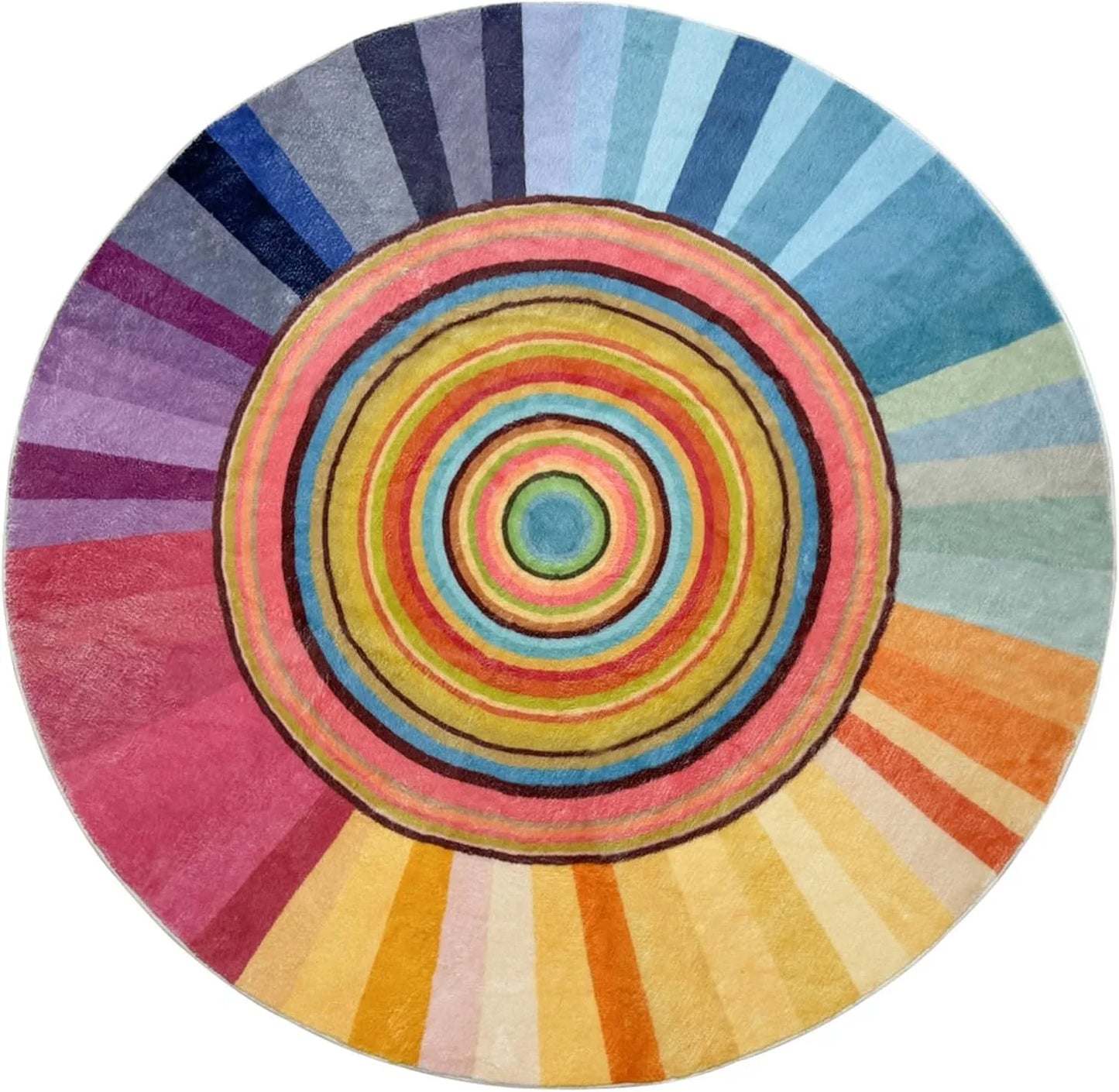 Round Carpet Rainbow Lollipop Fluffy Rug for Living Room