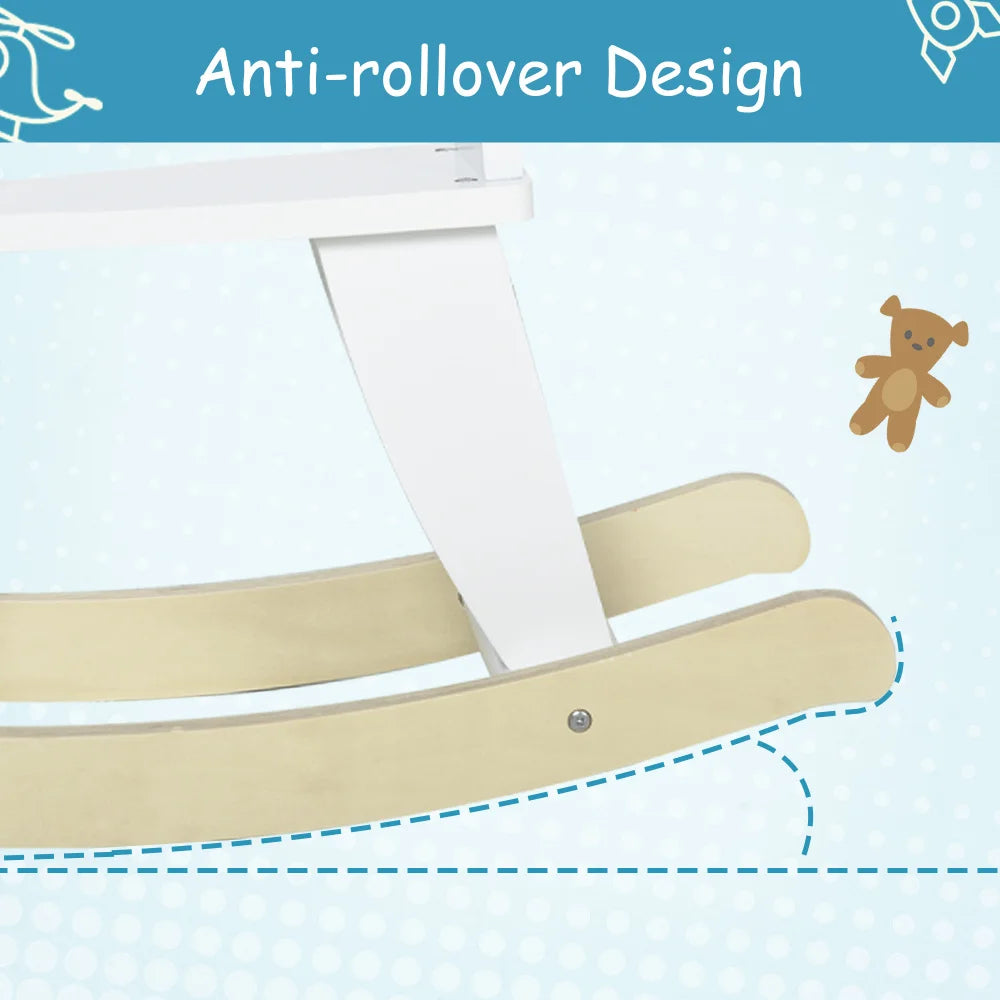 Wooden Rocking Horse Ride On Toy For Kids 1 To 3 Years White