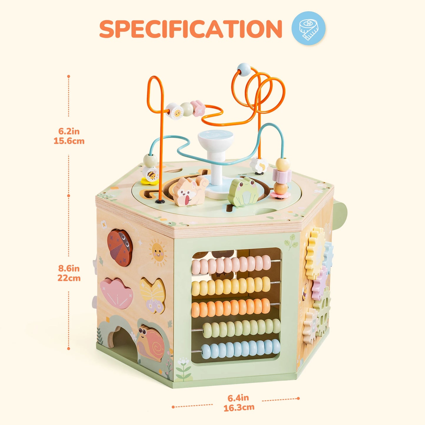Robotime Wooden Montessori Activity Cube 9 Games in 1 Educational Toy for Toddlers