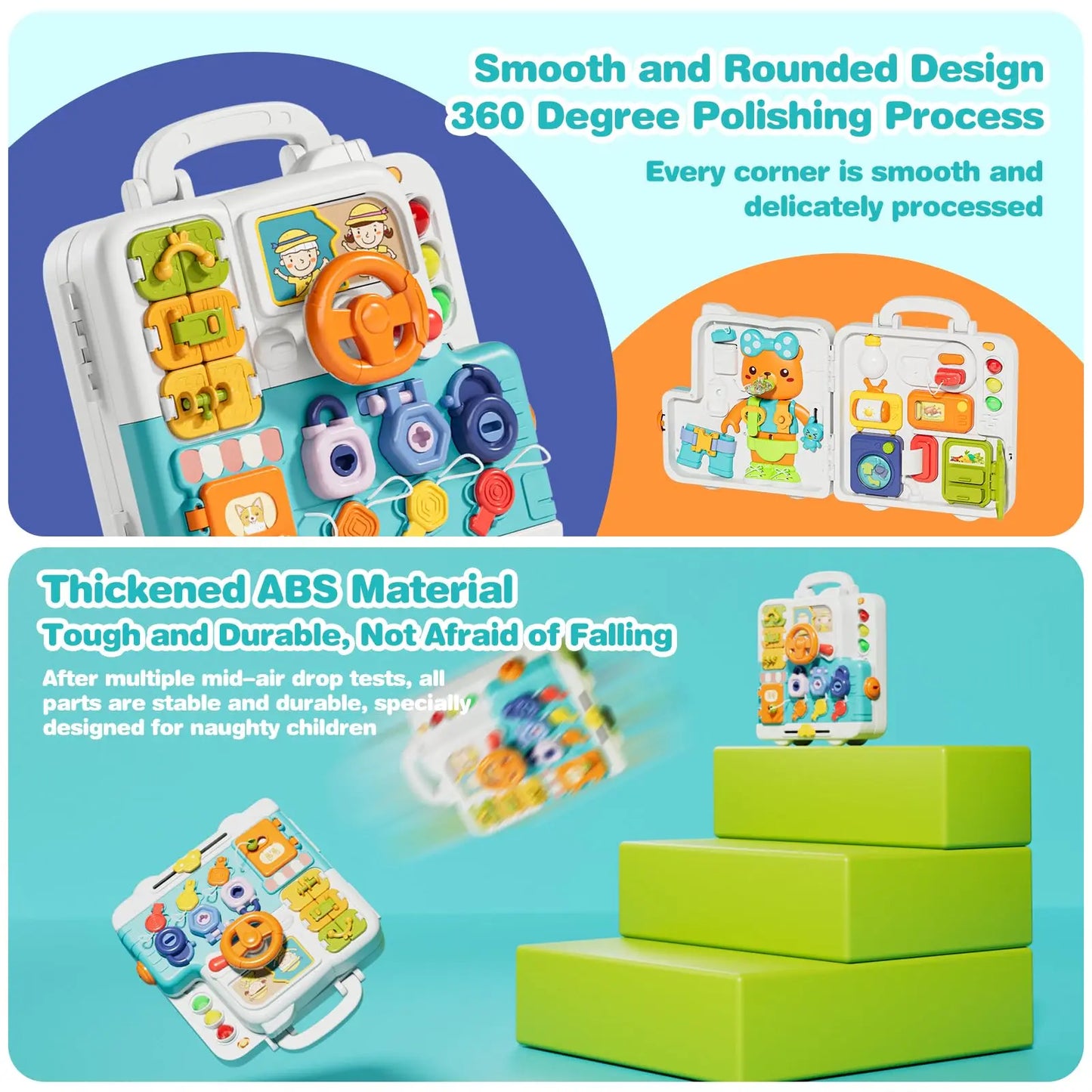 Musical Busy Board For Toddler Cute Skills Developmental Educational Toy Kids Montessori Gift For 1 To 3 Year Old Children
