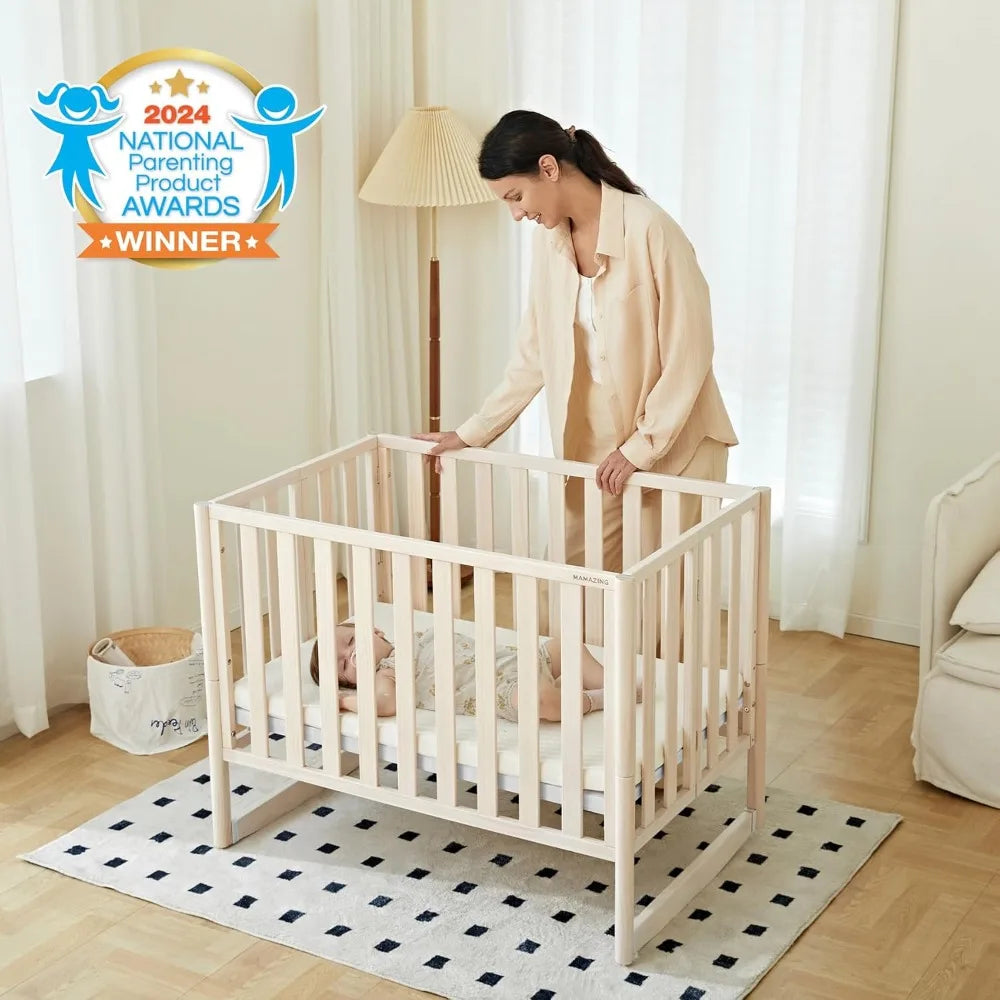 EvoNook 6 In 1 Convertible Mini Crib With Wheels Easy Build