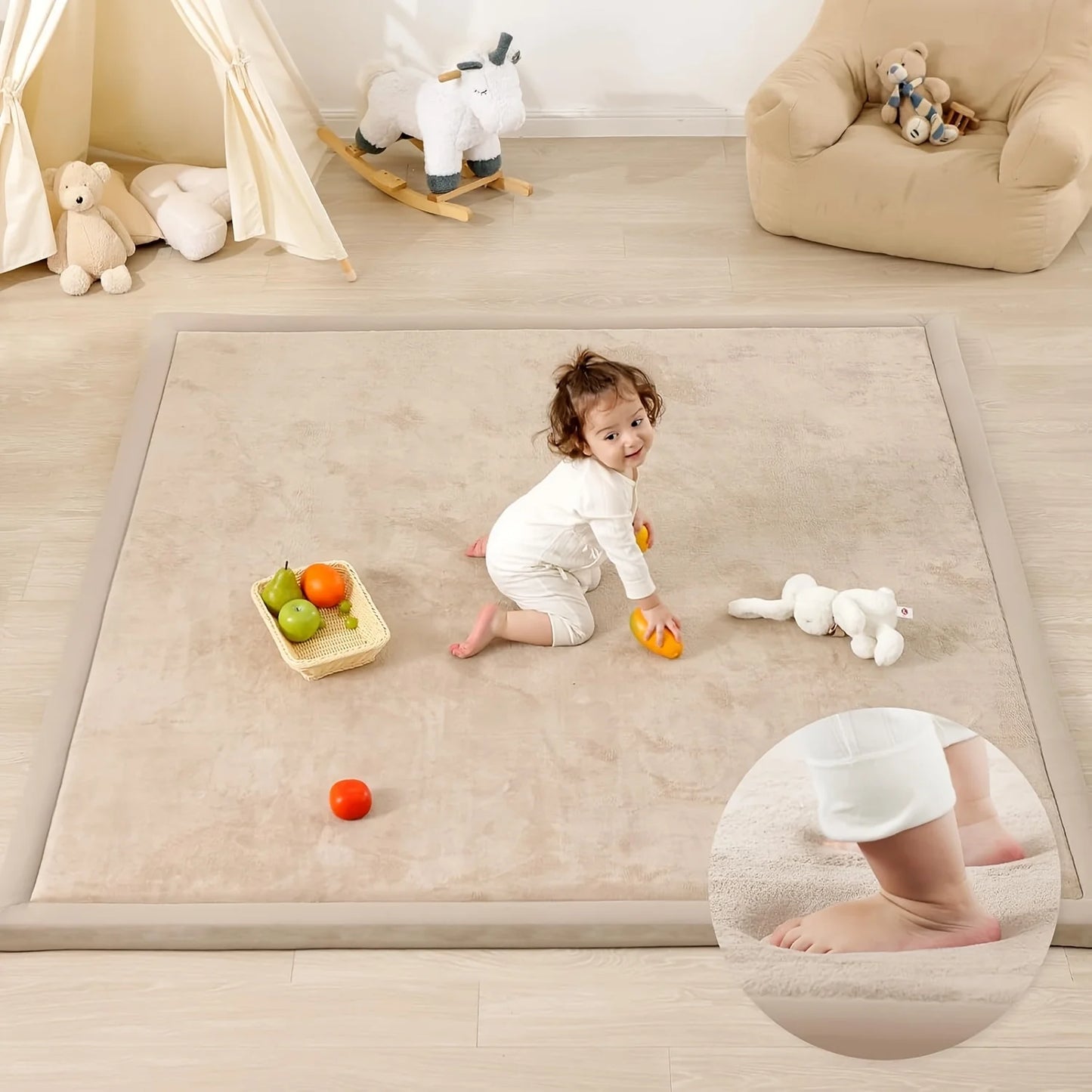 3cm Thick Memory Foam Playpen Carpet With Non Slip Bottom