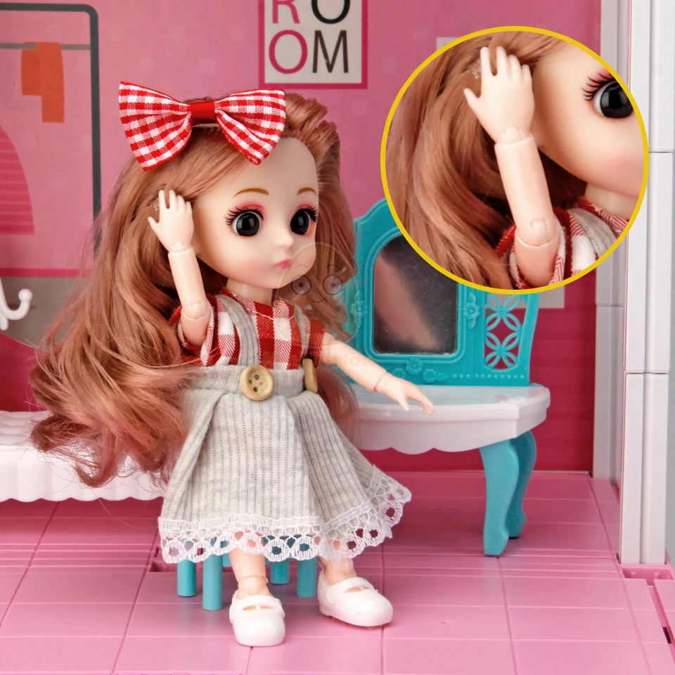DIY Princess Big Villa Simulation Assembled Dollhouse Pink Castle Pretend Play Educational Toy for Girls Birthday Gift