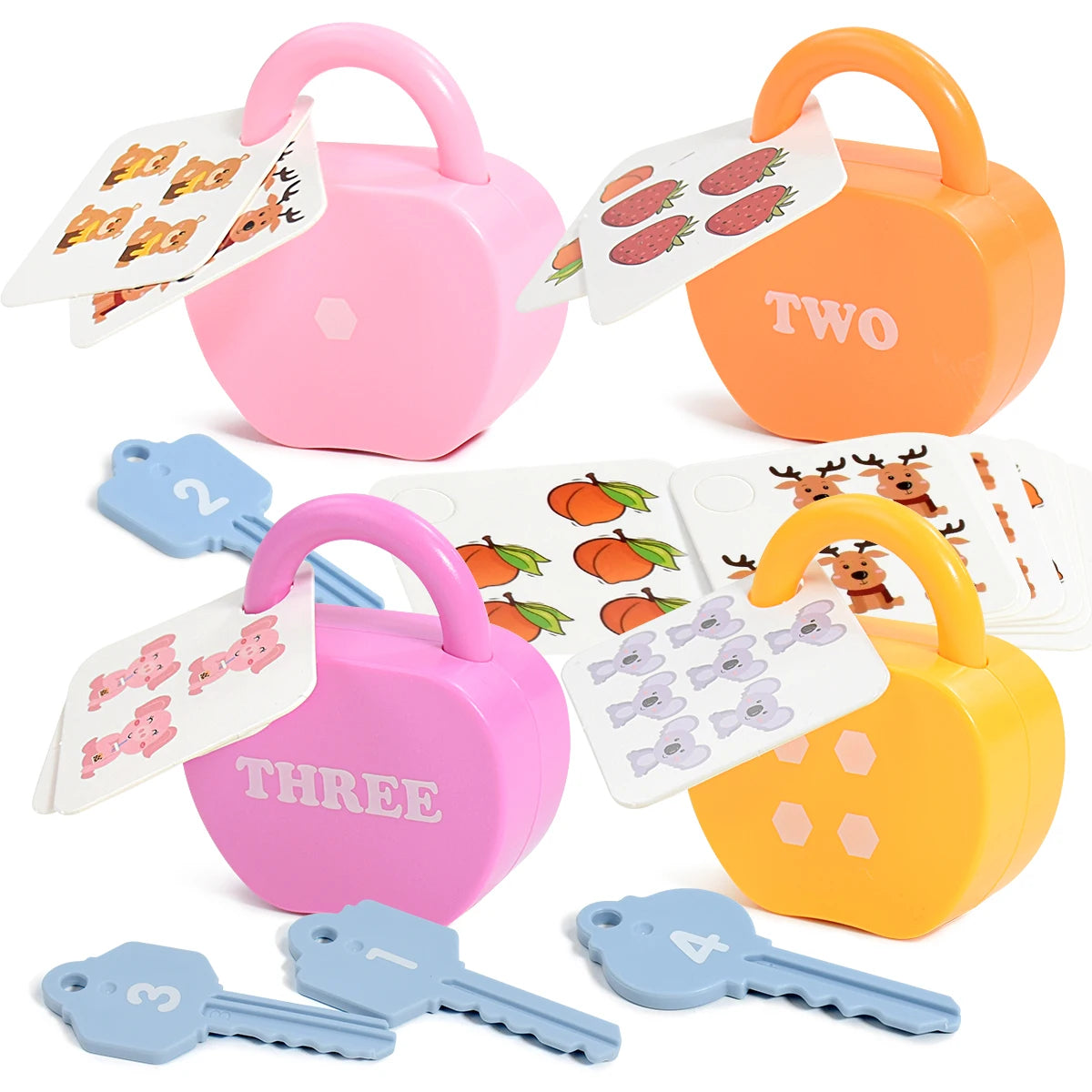 10 Apple Locks Keys Cards Matching Toys Learning Math Gift