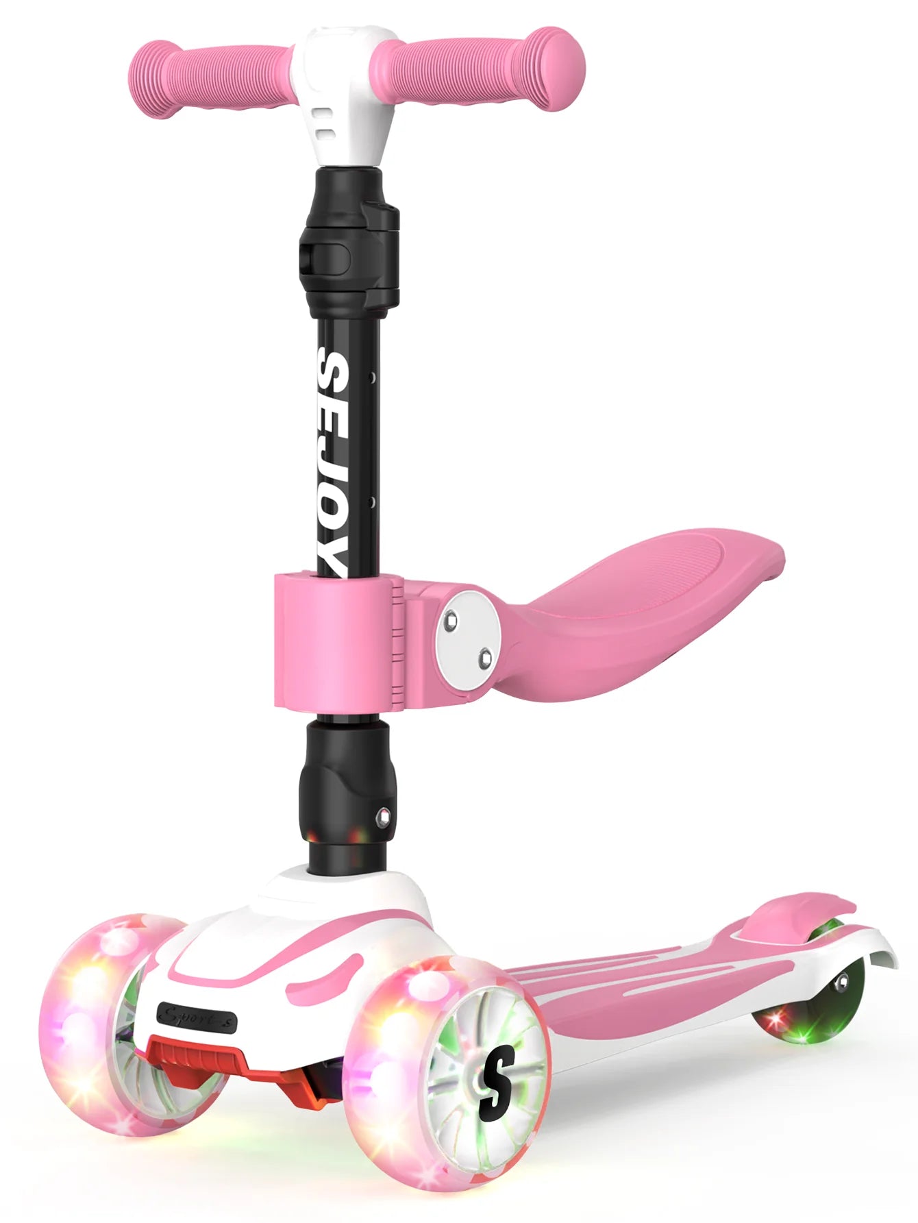 Sejoy Kid Kick Scooter Three Wheel Lightweight Children's Foot Scooter with LED Flashing Features Height Adjustable Design