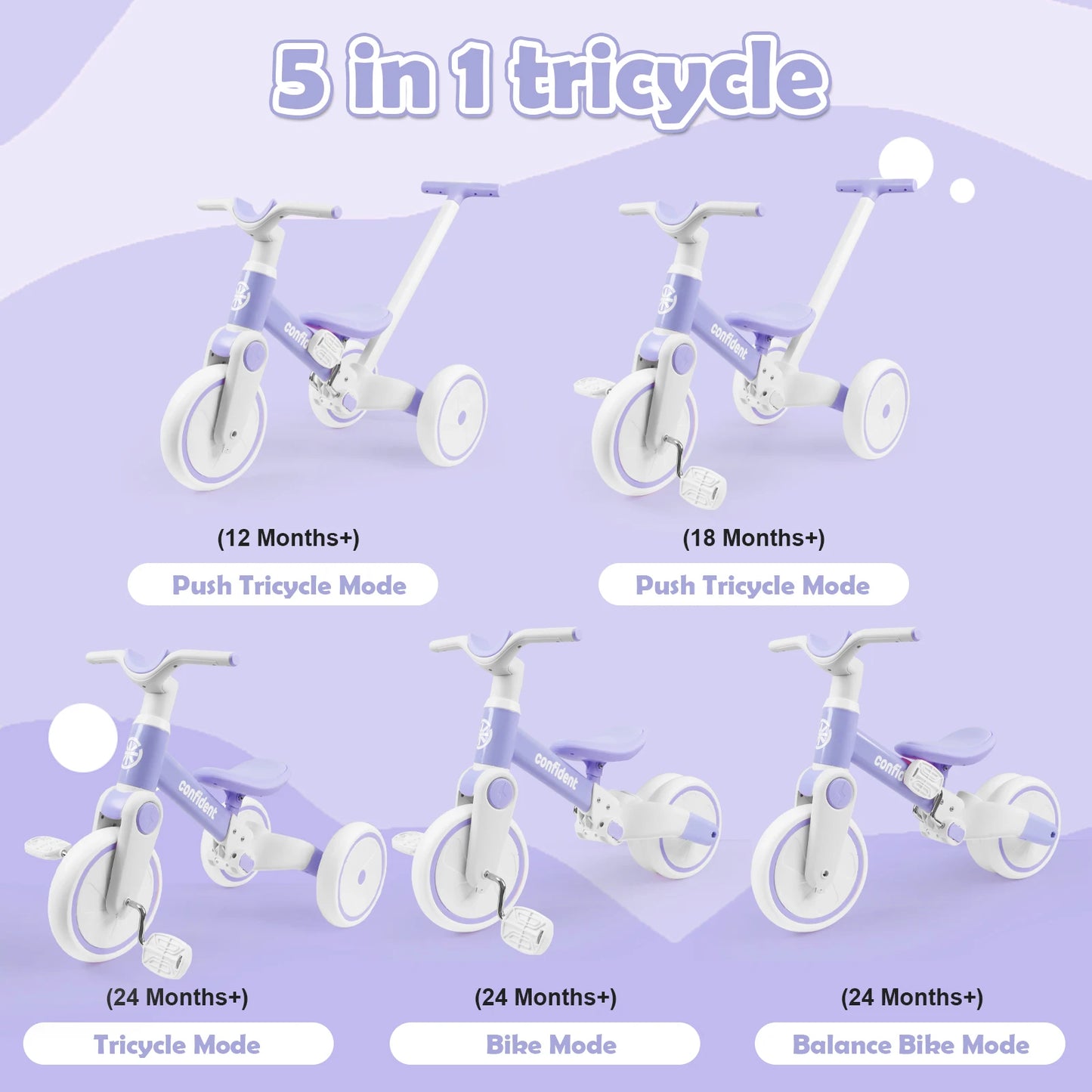 Toddler Tricycle For 1 To 3 Year Old Boy And Girl Best Birthday Gift For Baby Balance Training Bike Non Slip Tires For Kids Safety