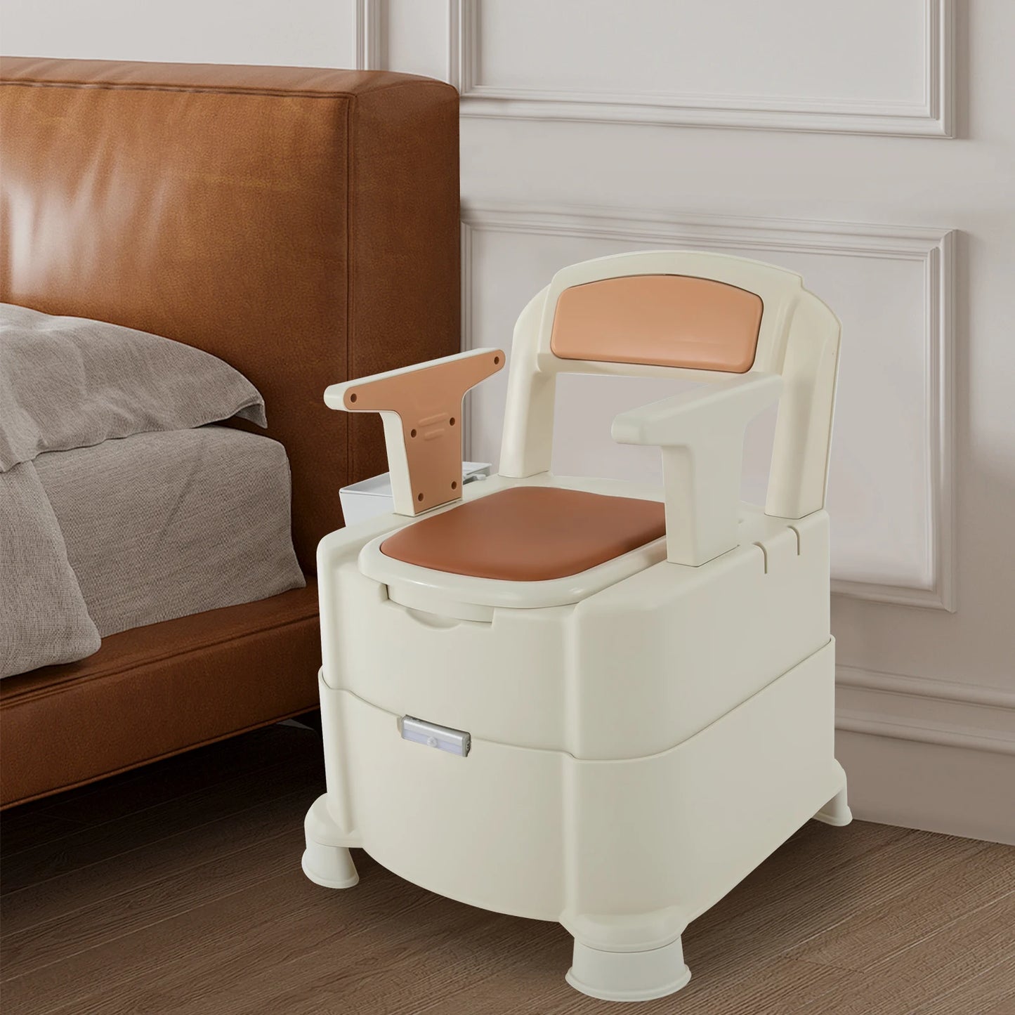 Toilet With Sensor Night Light Portable Bedside Commode Maximum Load 200kg