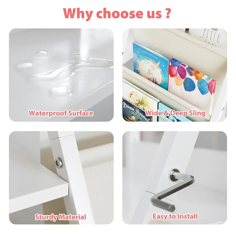3 Tier Kids Bookshelf And Toy Storage Kids Book Sling Shelf Montessori Baby Toddler Bookshelf For Kids Minimalist Modern Bookcase
