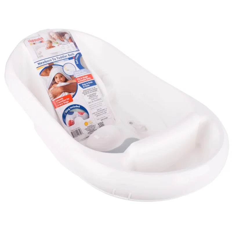 Unisex Newborn to Toddler White 3-in-1 Rigid Baby Bathtub with Sling for Ages 0 Months and Up