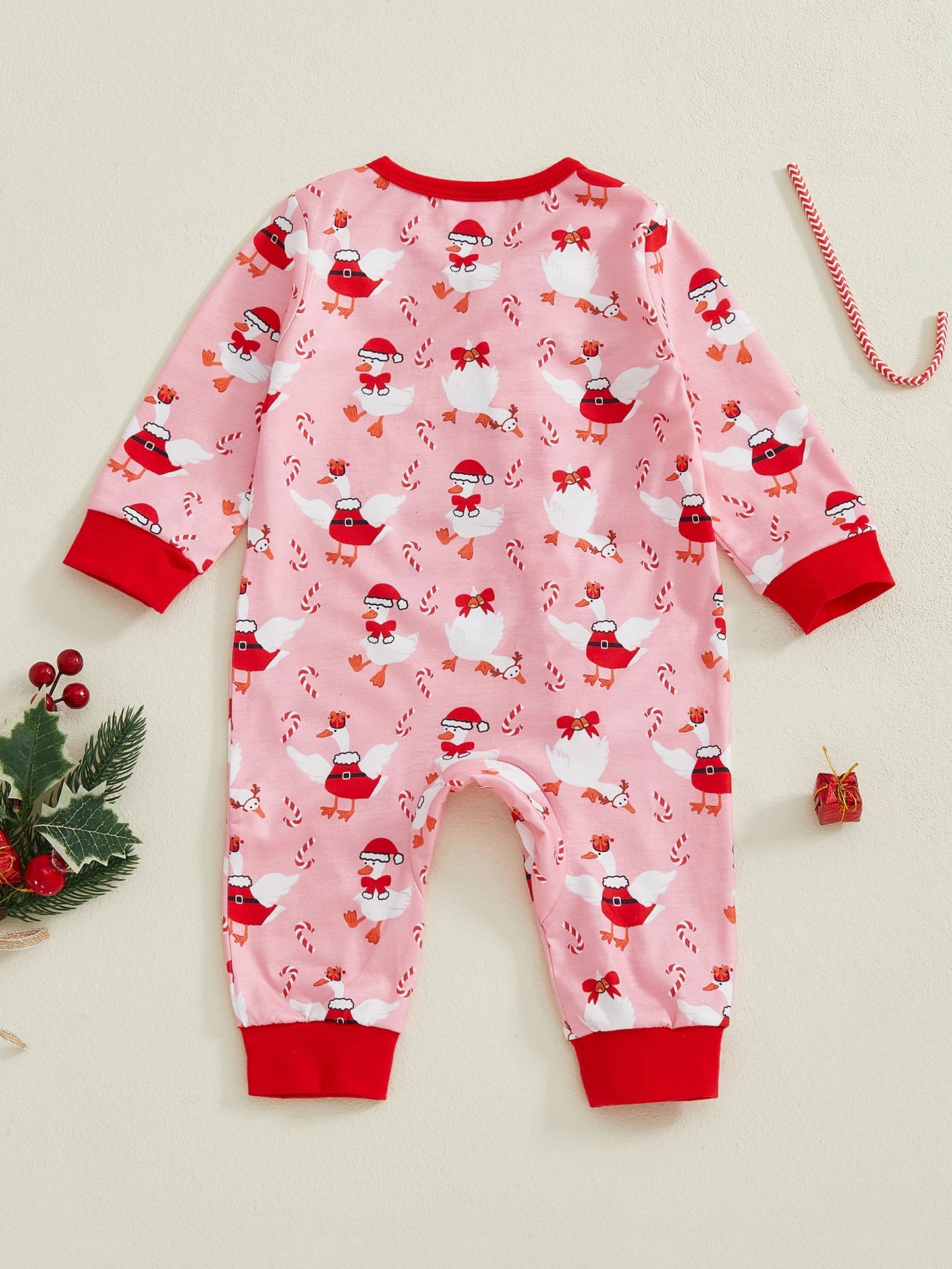 Toddler Christmas Reindeer Snowflake Print Button Up Pajamas Playsuit