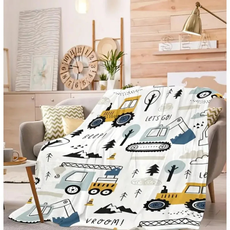 Cartoon Excavator Blanket For All Seasons Travel Essential