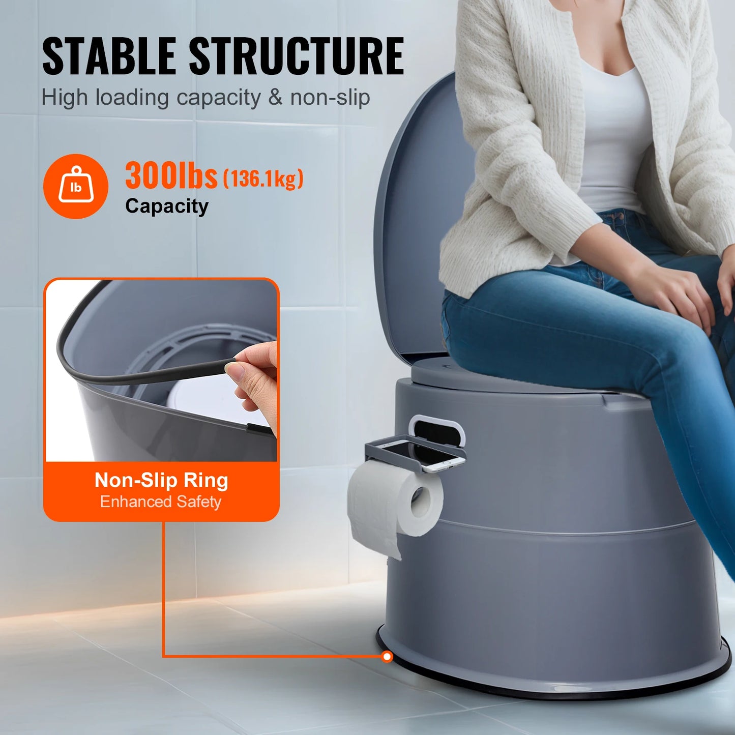VEVOR Portable Toilet for Camping Porta Potty with 1.3G Detachable Inner Bucket Travel Toilet for Outdoor Adventures