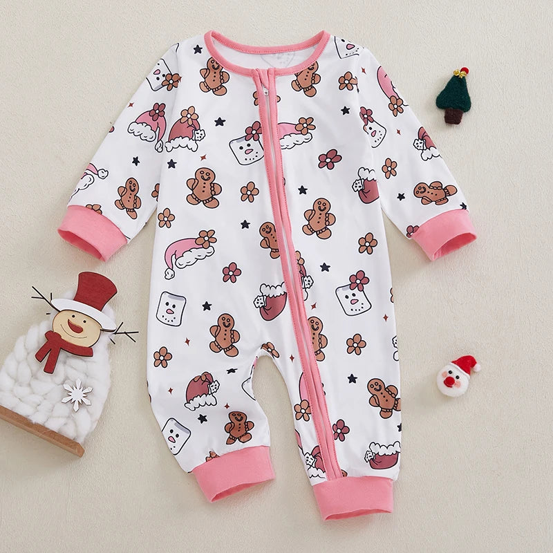Santa Claus Print Long Sleeve Baby Romper Christmas Outfit