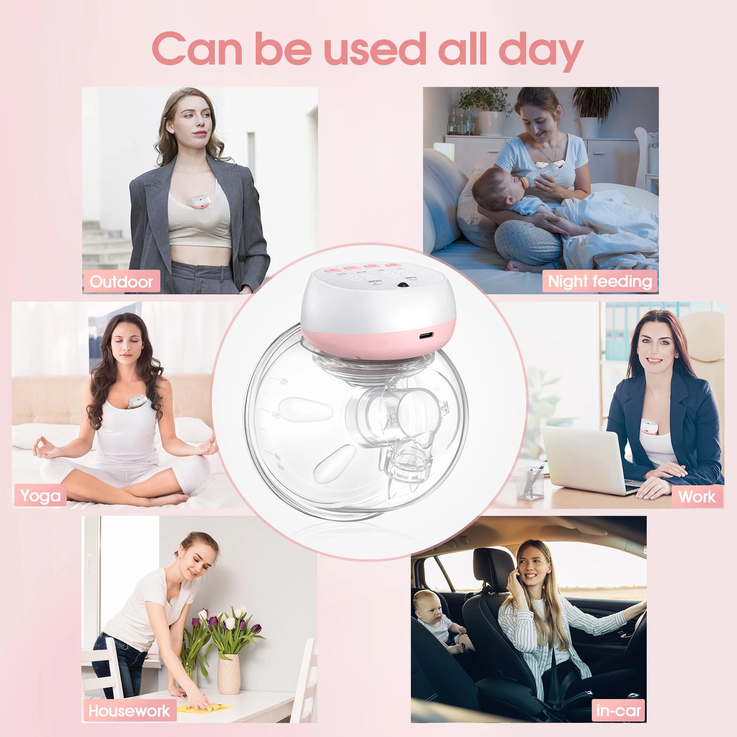 2 Pcs Electric Wearable Breast Pump USB Rechargeable Silent Milk Extractor Automatic Milker for Comfortable Breastfeeding