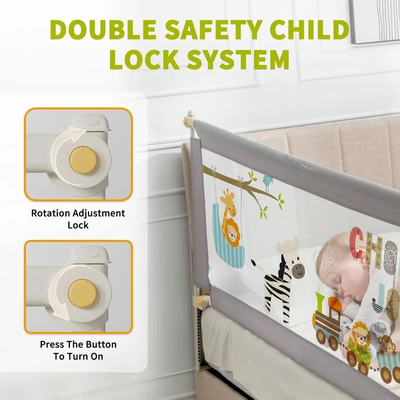 Bed Rails for Queen Bed 3 Pieces Baby Bed Rail Guard for Kids 25 Height Levels Adjustable Bed Fence 3 in 1 Foldable Bed Guardrail