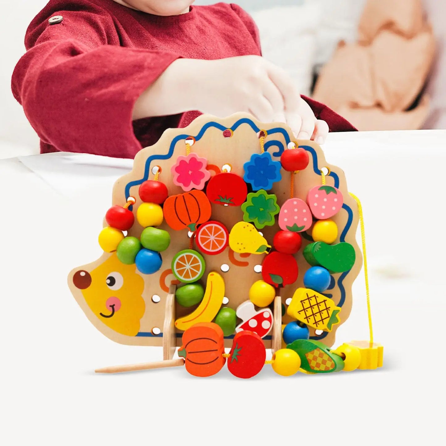 Wooden Stringing Beads And Lacing Toys For Preschoolers