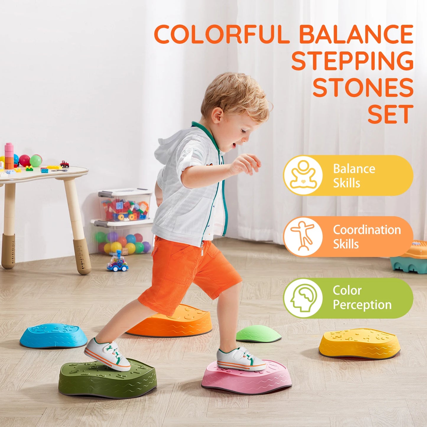 SucceBuy Balance Stepping Stones Kids Indoor Outdoor Play