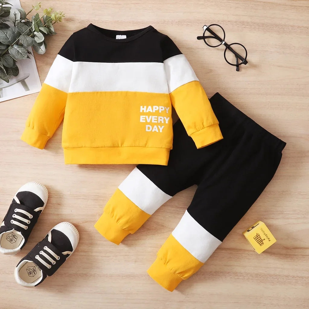Unisex Newborn To 2 Years 2-Piece Knit Cotton Long Sleeve Tee And Pants Set