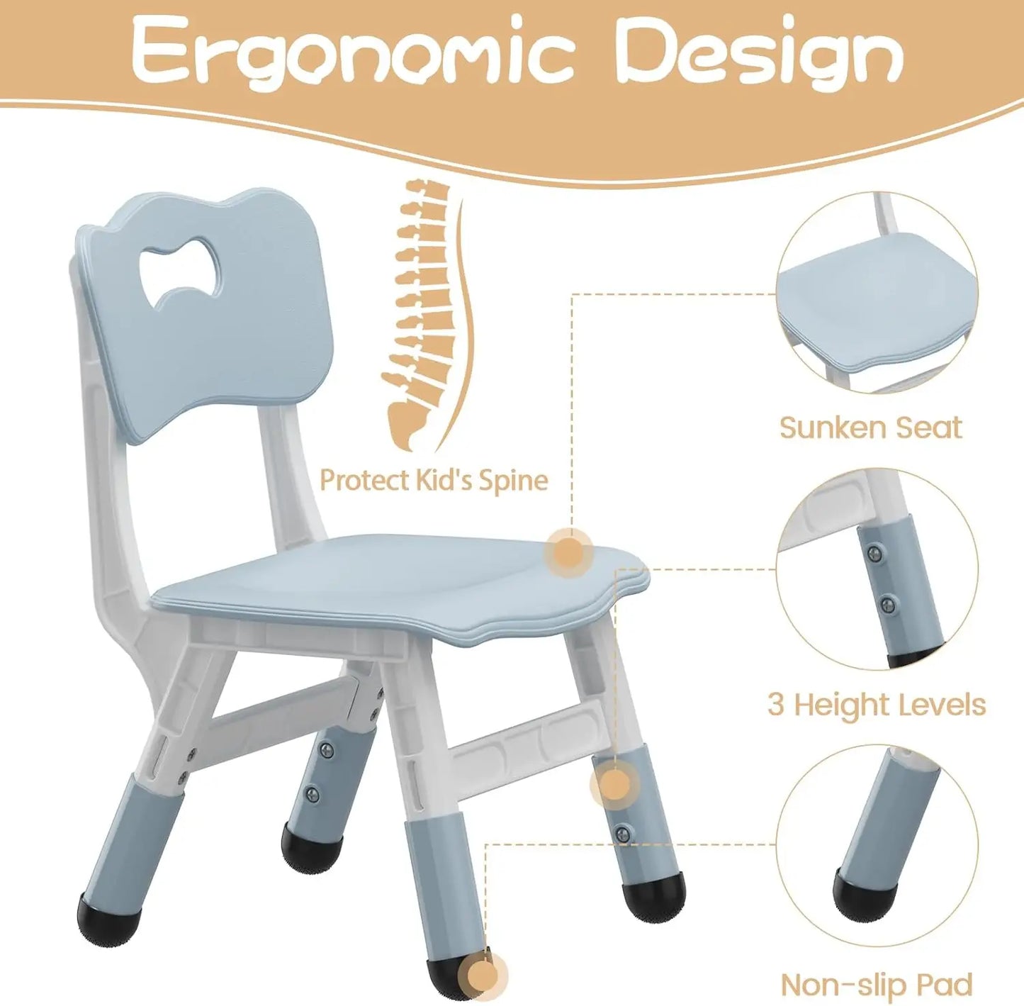 Kids Table And 2 Chairs Set With Graffiti Desktop Adjustable