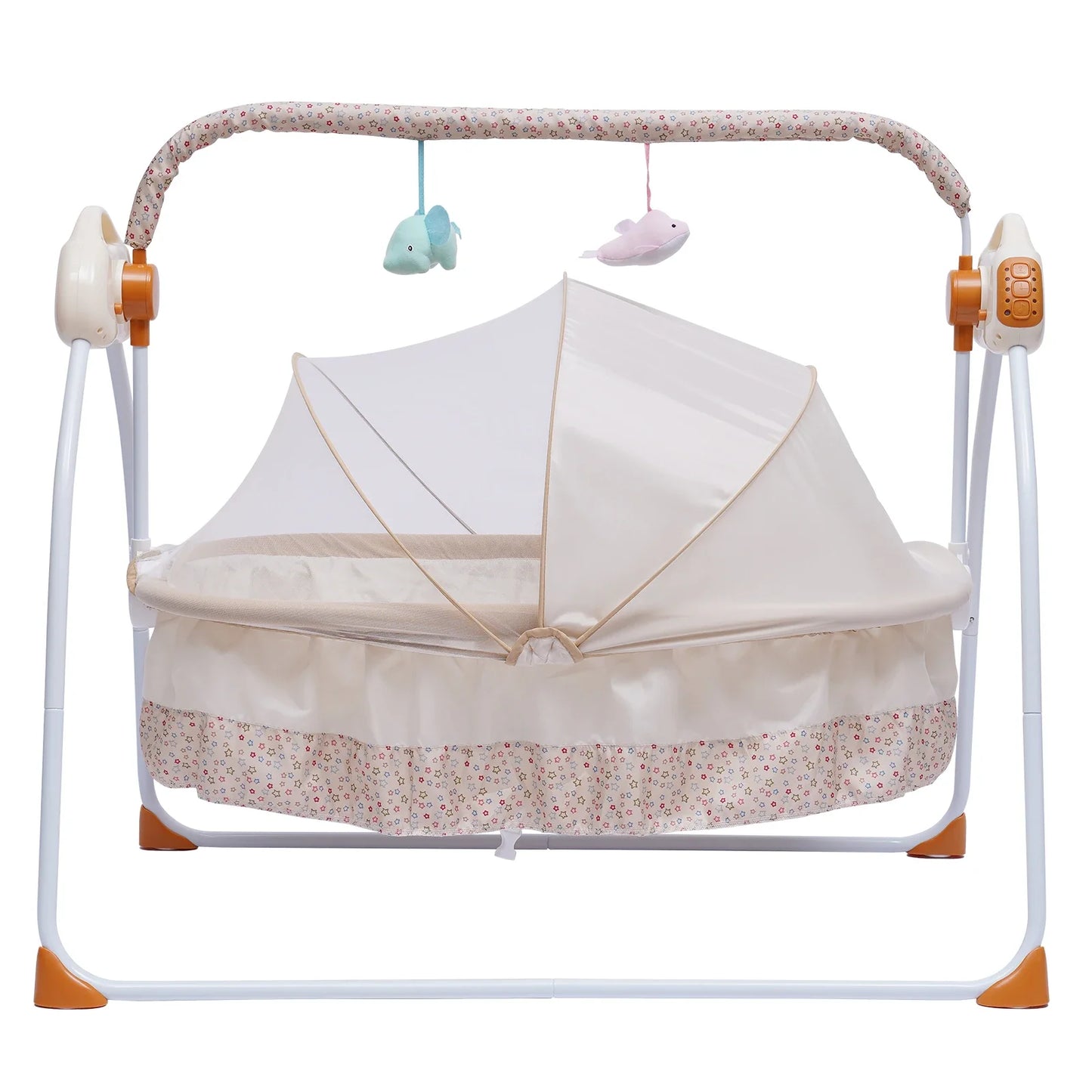 Cradle Swing Sleeping Bed Auto Rocking Chair 5 Speed Stand Baskets Musical Sleep Basket Khaki